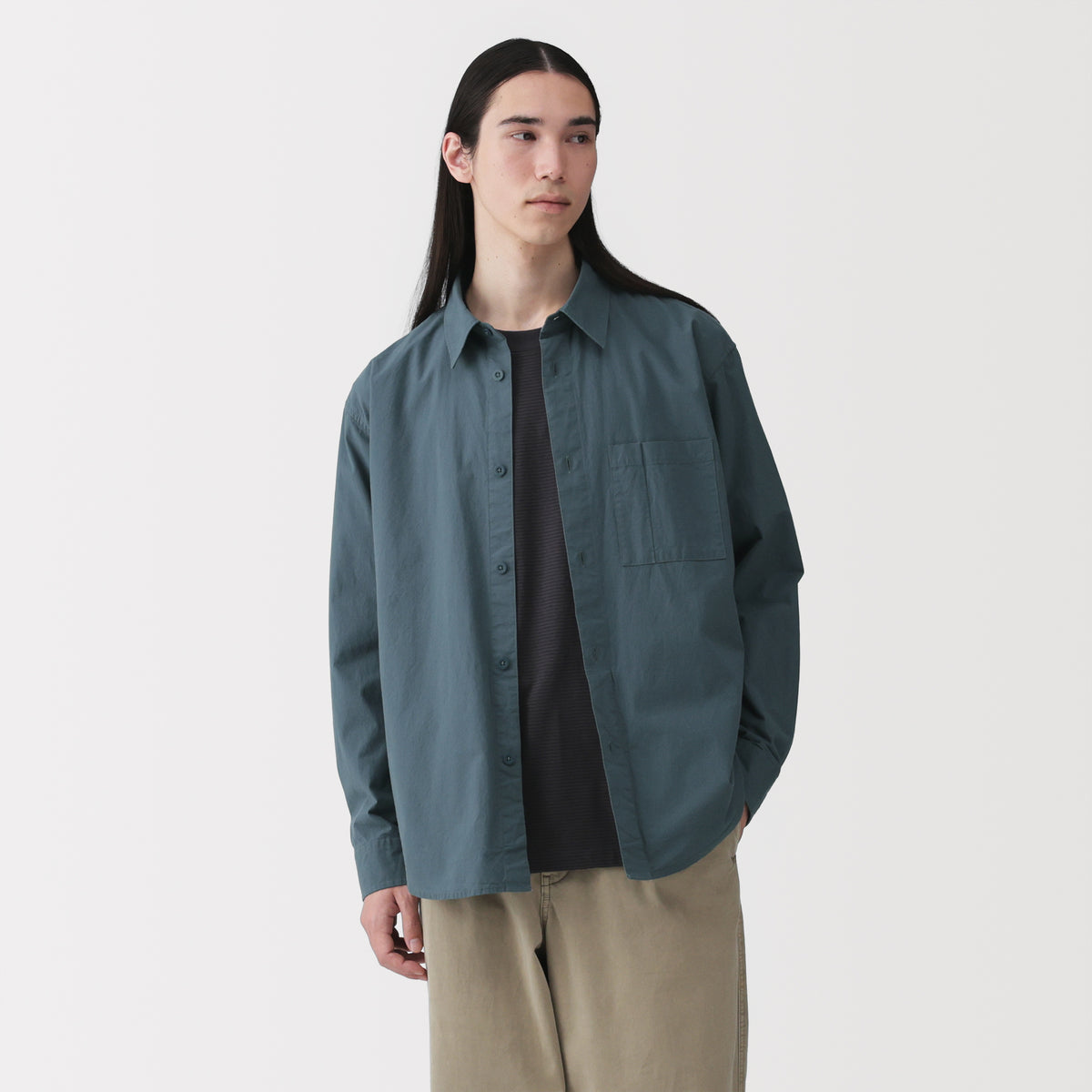 MACHATT★W cloth over shirt Cotton Broadcloth Overshirt | Men's Shirts | MUJI Canada