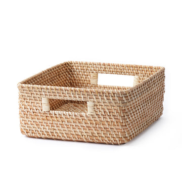 Rattan Square Basket Medium (W35 x D36 x H16 cm) MUJI