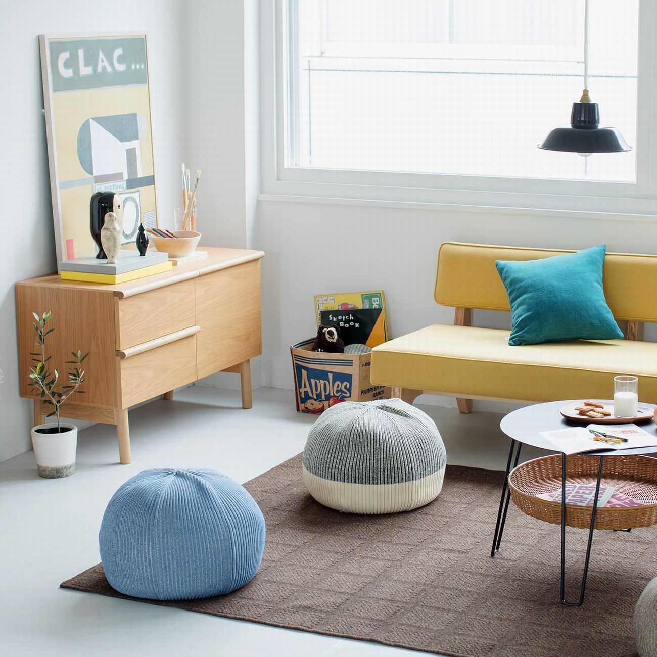 IDÉE Mini PUUF Cover - White x Black (Cushion Sold Separately) IDEE