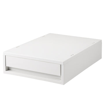Polypropylene Storage Case Drawer White Grey - Extra Shallow (W26 x D37 x H9 cm) MUJI