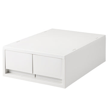 Polypropylene Storage Case 2 Drawer White Grey - Shallow (W26 x D37 x H12 cm) MUJI