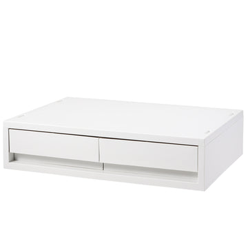 Polypropylene Wide Storage Case 2 Drawer White Grey - Extra Shallow (W37 x D26 x H9 cm) MUJI