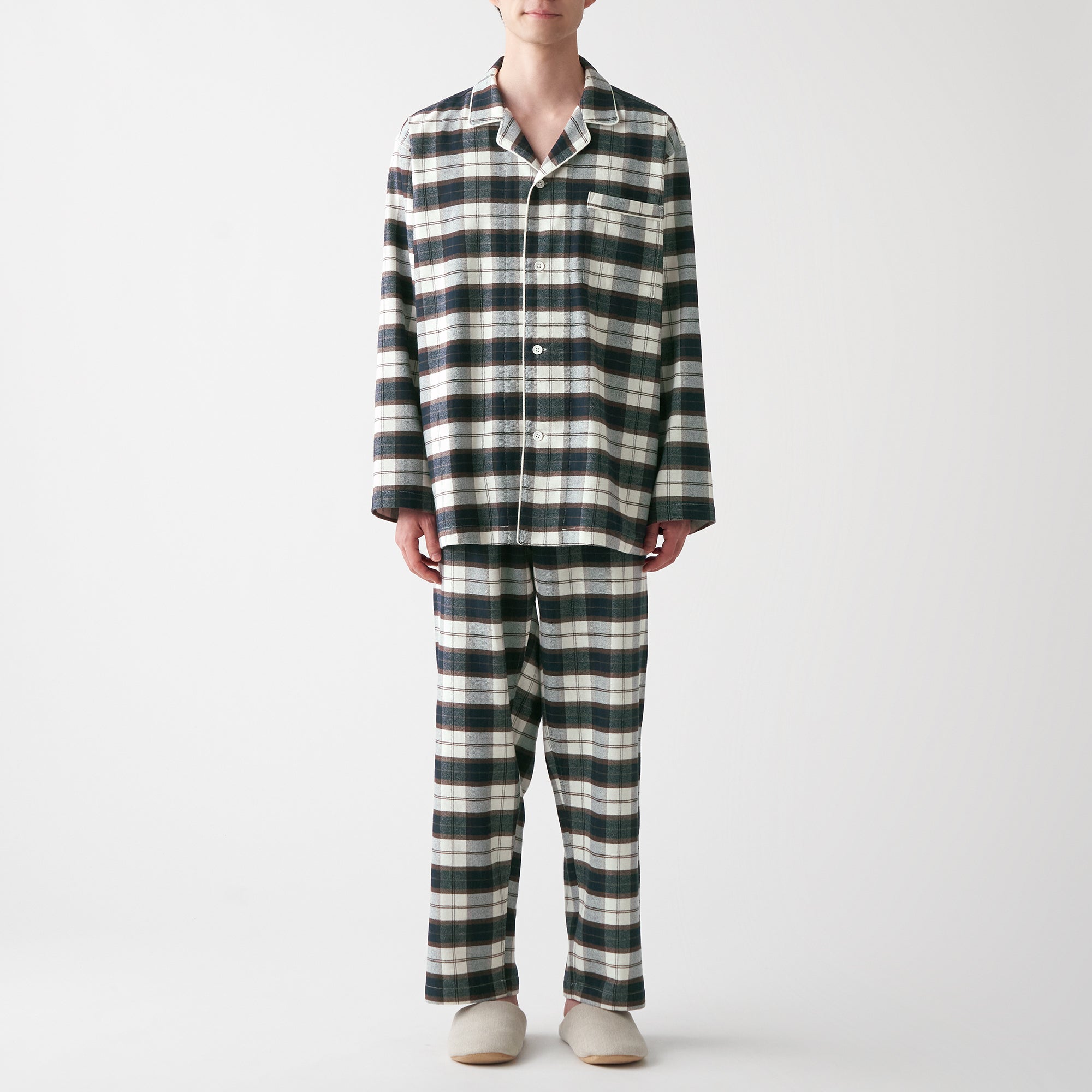 Men's Side-Seamless Flannel Pajamas
