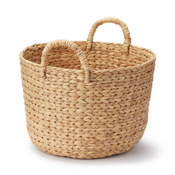 Water Hyacinth Basket with Handles - Round - Small Dia. 37 x H26 cm MUJI