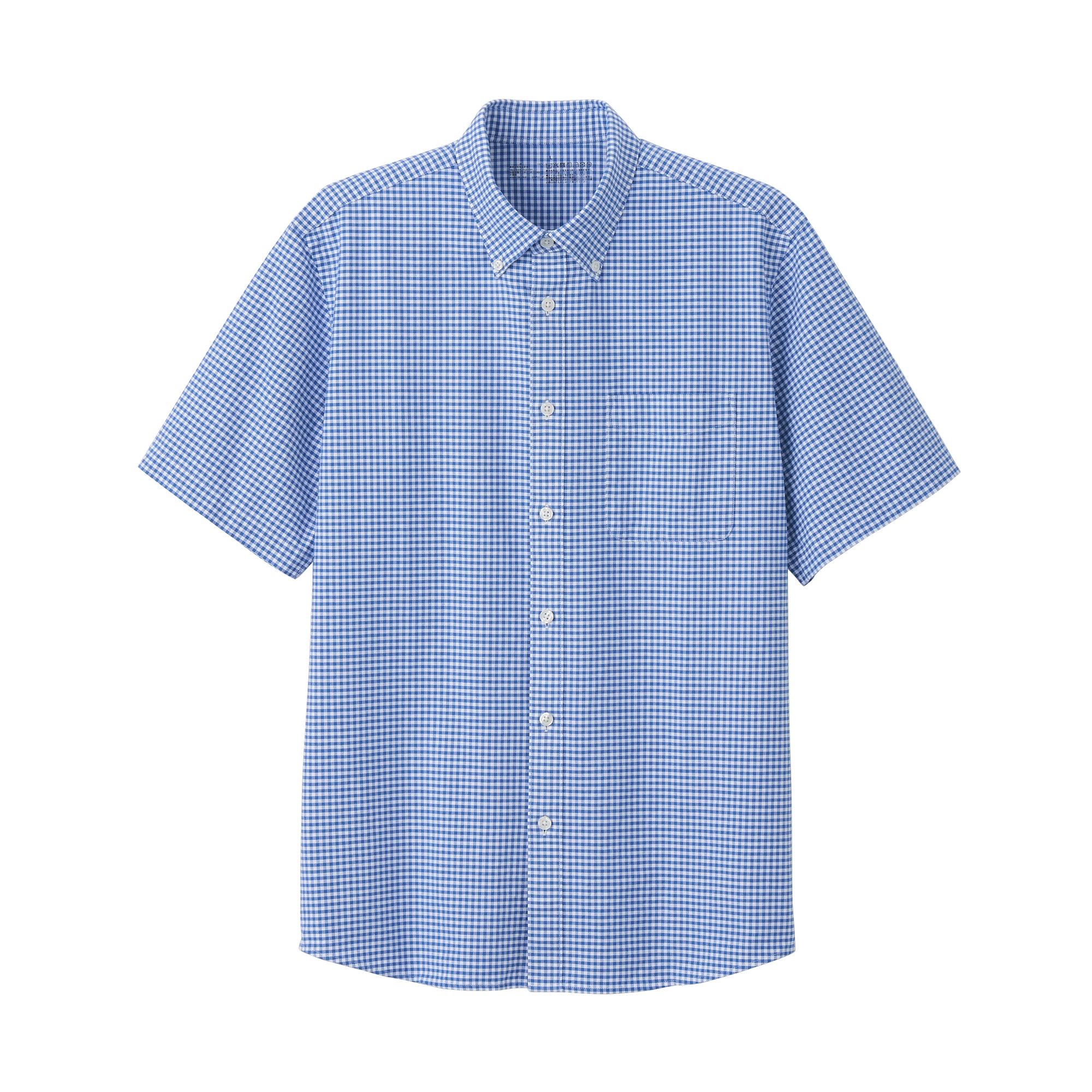 Men's Washed Oxford Button Down Patterned Short Sleeve Shirt