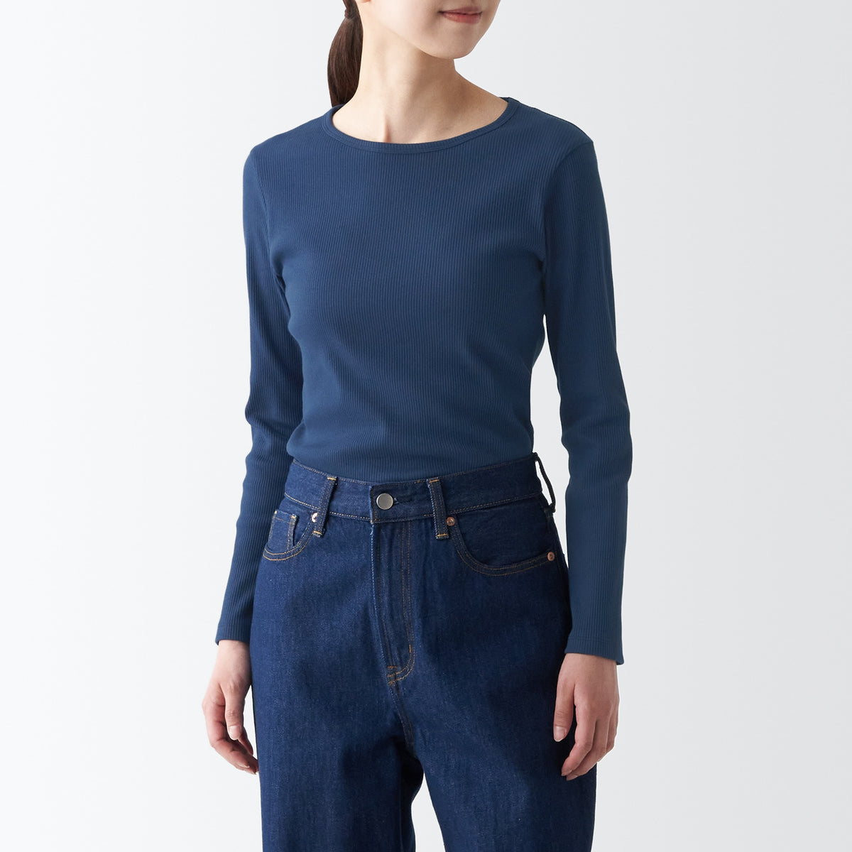 Mono B Lotus Blue Gray Long Sleeve T Shirt Women's Size Large
