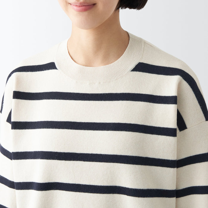 Women's Washable Milano Rib Striped Crew Neck Sweater | Women's