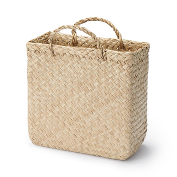 Seagrass Herringbone Basket with Handle - Small (W25 x D12.5 x H24 cm) MUJI