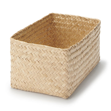 Seagrass Organizer Herringbone Rectangular Basket - Large (W15 x D25 x H12 cm) MUJI