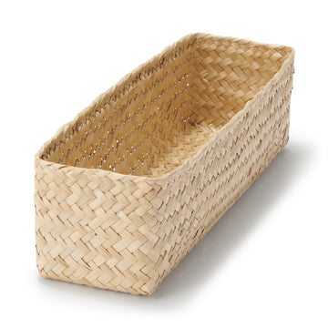 Seagrass Organizer Herringbone Rectangular Half Basket - Medium (W7.5 x D25 x H7 cm) MUJI