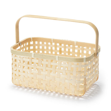 Bamboo Open Weave Basket with Handle - Small (W25.5 x D18 x H12 cm) MUJI