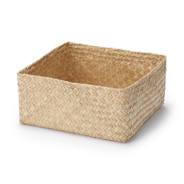 Seagrass Organizer Herringbone Square Basket (W25 x D25 x H12 cm) MUJI