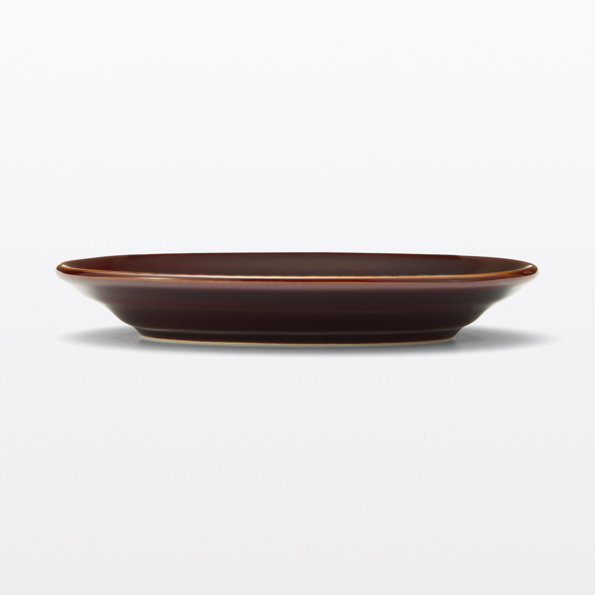 Porcelain Rimmed Oval Plate Small - Brown Glaze