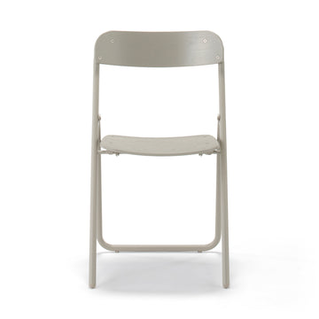 Steel Pipe Folding Chair with Wooden Seat - Warm Grey MUJI
