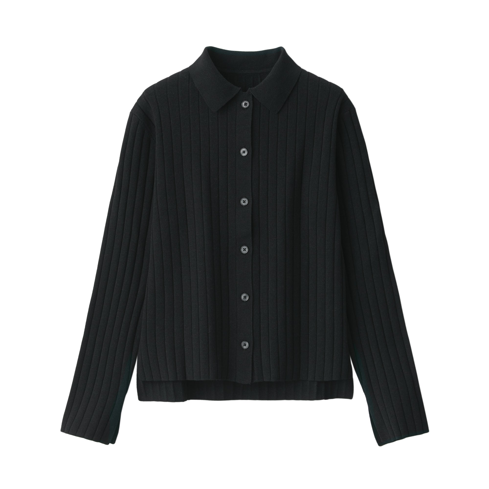 Women's Soybean Fibre Ribbed Polo Shirt Cardigan