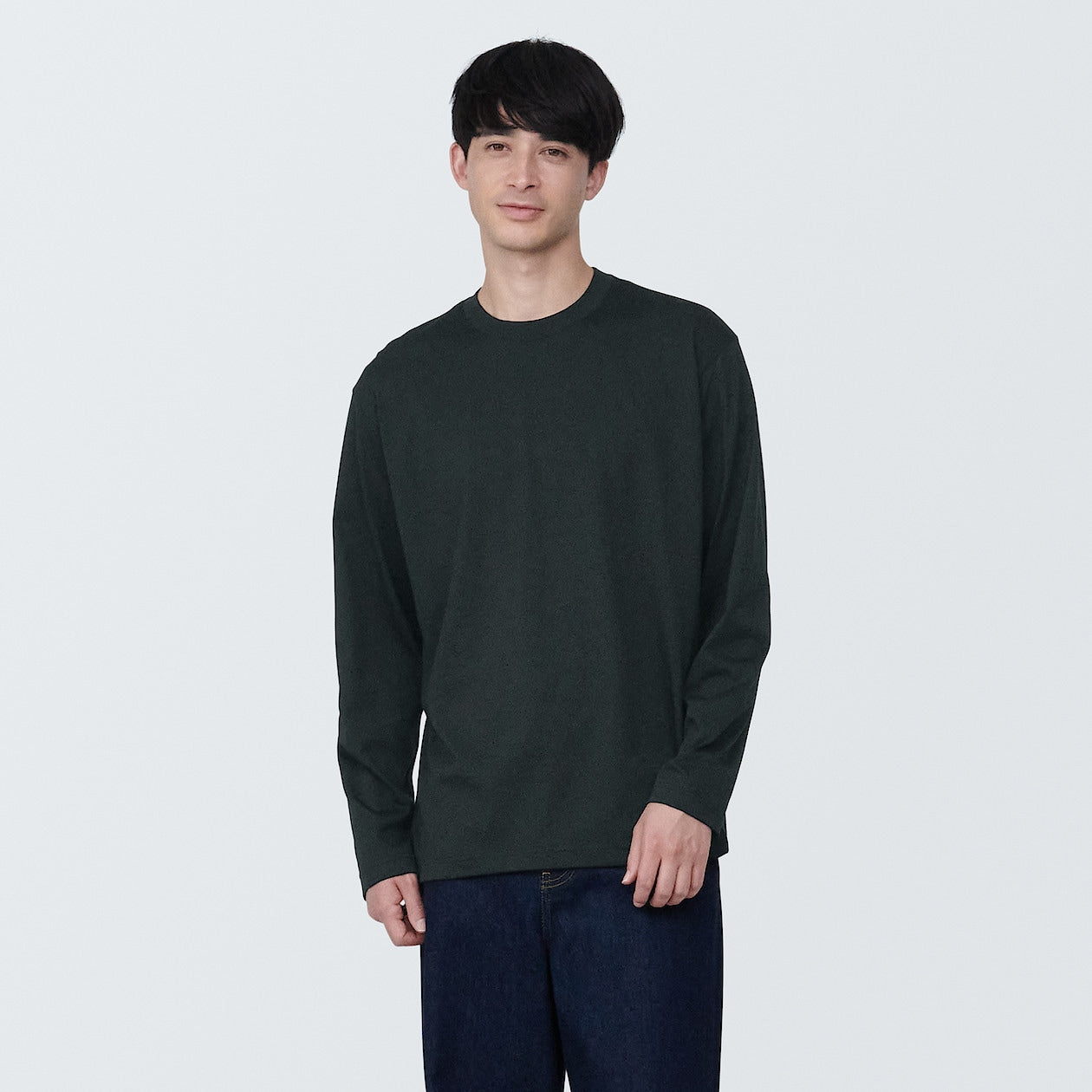 Men's Washed Jersey Crew Neck Long Sleeve T-Shirt