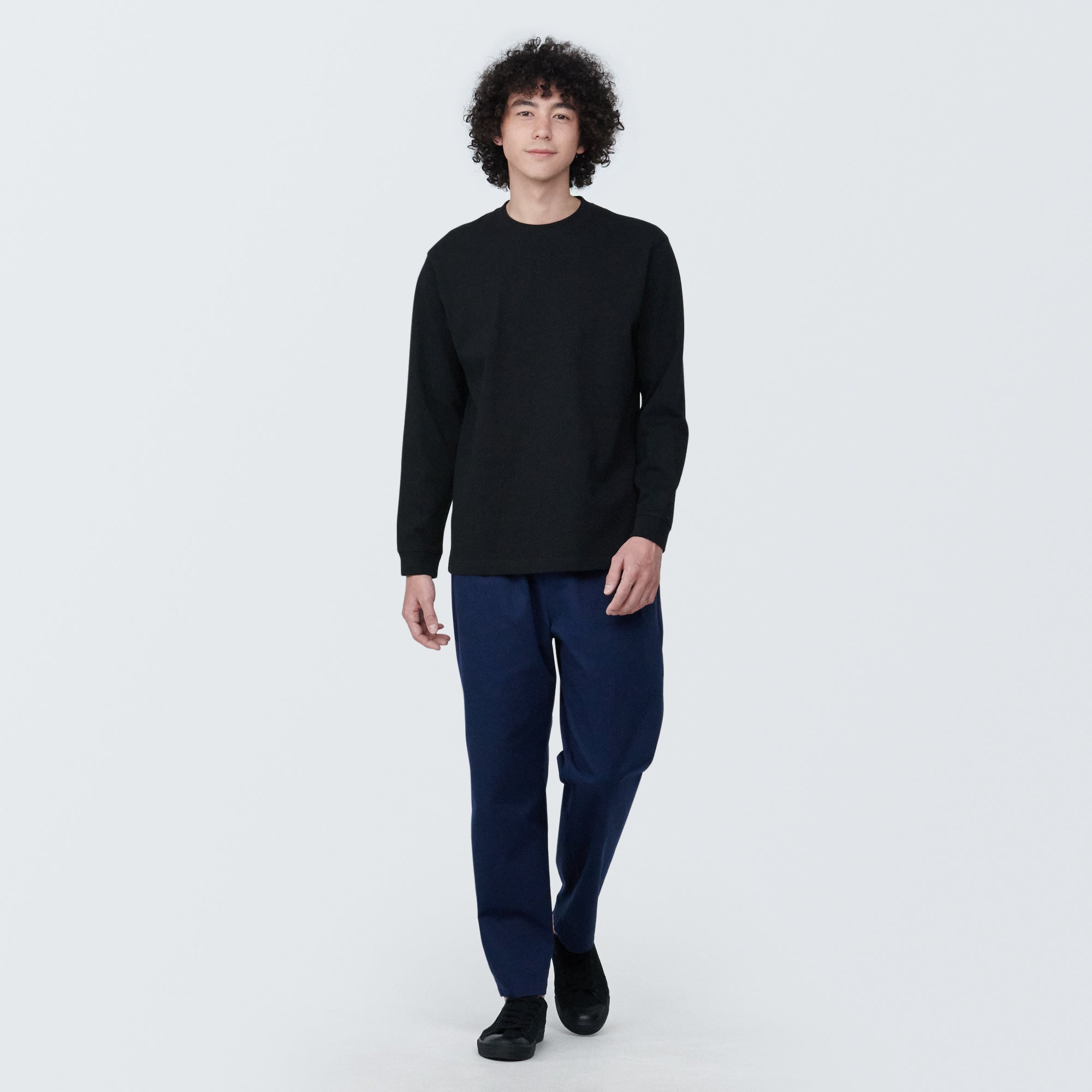 Men's Washed Heavy Weight Crew Neck Long Sleeve T-Shirt