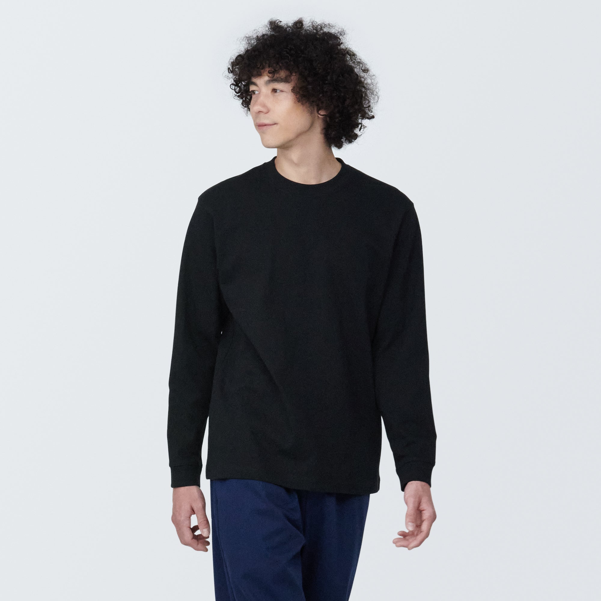 Men's Washed Heavy Weight Crew Neck Long Sleeve T-Shirt