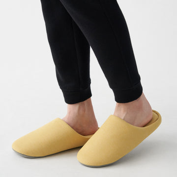 Cotton Plain Weave Insole Slippers - Yellow MUJI