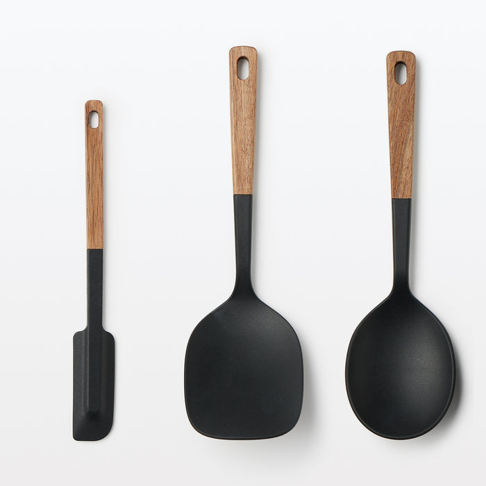 MUJI Moma Silicone Cooking Spoon 26cm (10.24 Inch) Black - Japan Kitchen Utensil