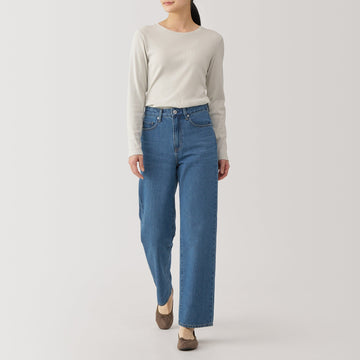 Women's Kapok Blend Denim Straight Pants MUJI