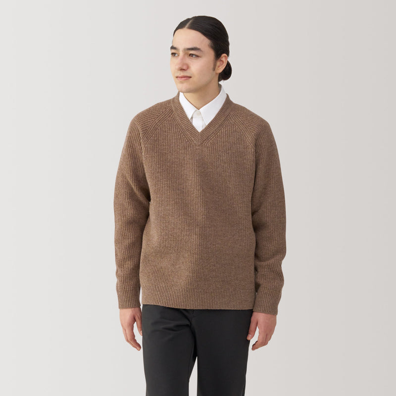 Men's Mid-Gauge V Neck Sweater MUJI