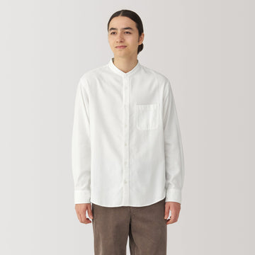 Men's Flannel Stand Collar Long Sleeve Shirt MUJI