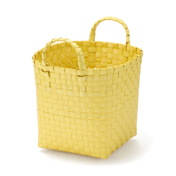 Recycled Polypropylene Strap Weave Basket - Yellow - Small (Dia. 25 x H20 cm) MUJI