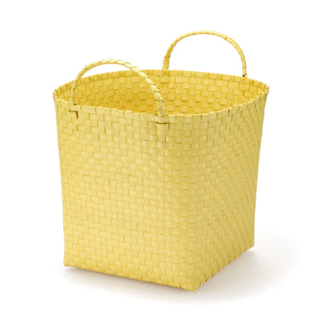 Recycled Polypropylene Strap Weave Basket - Yellow - Large (Dia. 40 x H32 cm) MUJI