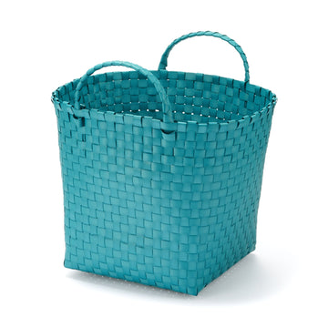Recycled Polypropylene Strap Weave Basket - Blue - Medium (Dia. 33 x H25 cm) MUJI