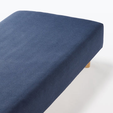 Cotton Jersey Fitted Sheet Heather Navy MUJI
