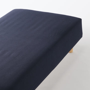 Cotton Flannel Fitted Sheet Navy MUJI