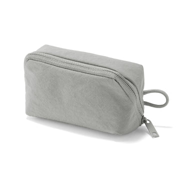 Wrinkled Nylon Wide-Opening Pouch - Small Grey MUJI