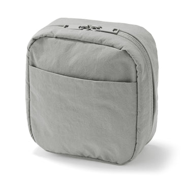 Wrinkled Nylon Wide-Opening Pouch - Square Grey MUJI