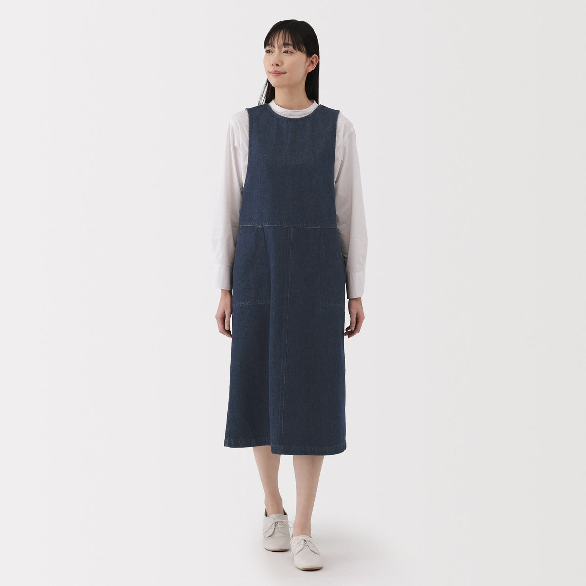 muji denim dress Kapok Blend Denim Dress