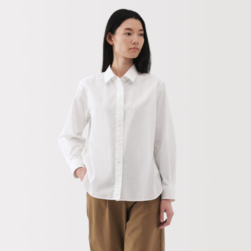 Women's Washed Broadcloth Regular Collar Long Sleeve Shirt MUJI