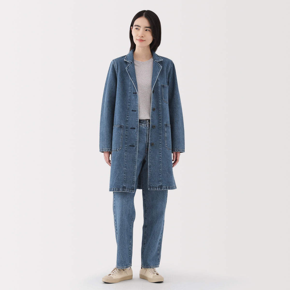 Kapok Blend Denim Coat | Women's Sustainable Fashion | MUJI Canada