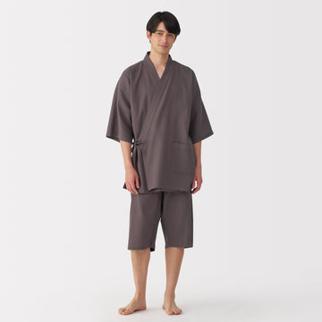 Men's Lyocell Blend Waffle Weave Jinbei Loungewear Set MUJI