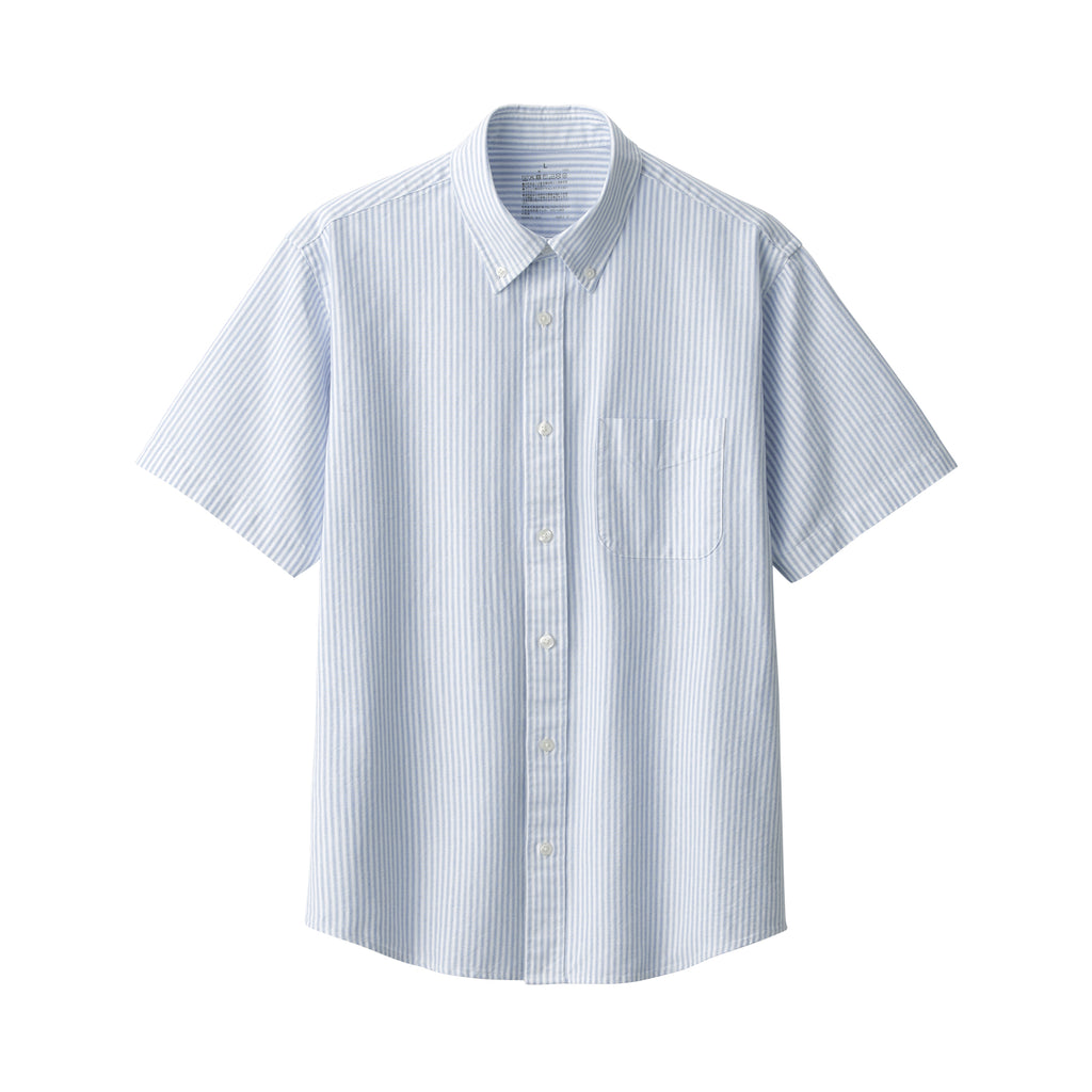 Men's Washed Oxford Button Down Short Sleeve Shirt | MUJI Canada
