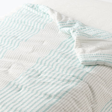 Cotton Seersucker Striped Thin Duvet - Queen Blue Stripe MUJI