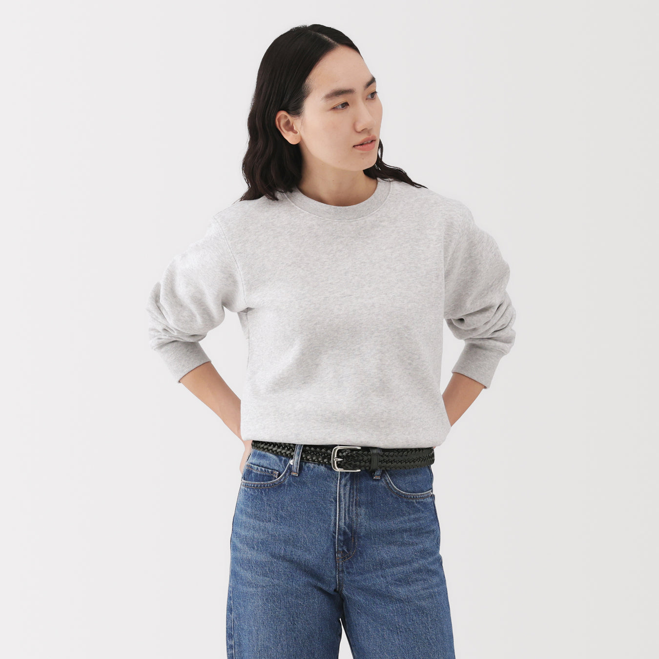 Tanned Leather Hand-Knitted Belt Black MUJI