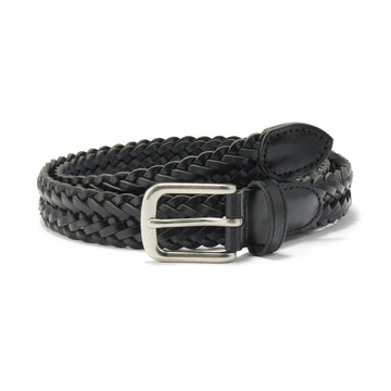 Tanned Leather Hand-Knitted Belt Black MUJI