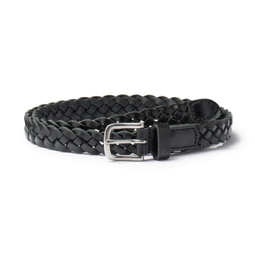 Vegetable Tannin Leather Hand-Knitted Skinny Belt Black MUJI