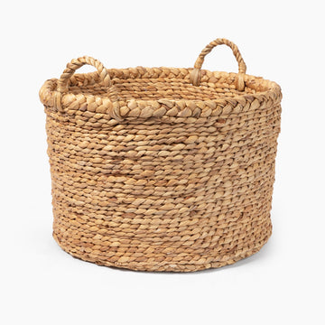 Water Hyacinth Basket with Handles - Round - Dia. 46 x H42 cm MUJI