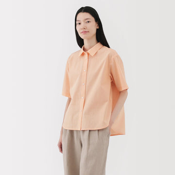 Women's Cool Touch Regular Collar Short Sleeve Striped Shirt MUJI
