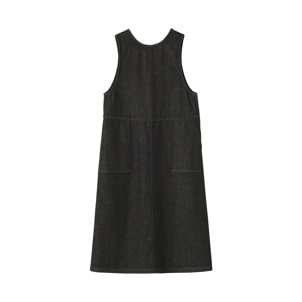 Women's Kapok Blend Denim Jumper Dress | Pinafore Dress | MUJI Canada