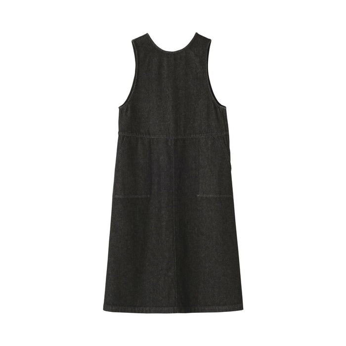 muji denim dress Women's Kapok Blend Denim Jumper Dress | Pinafore Dress