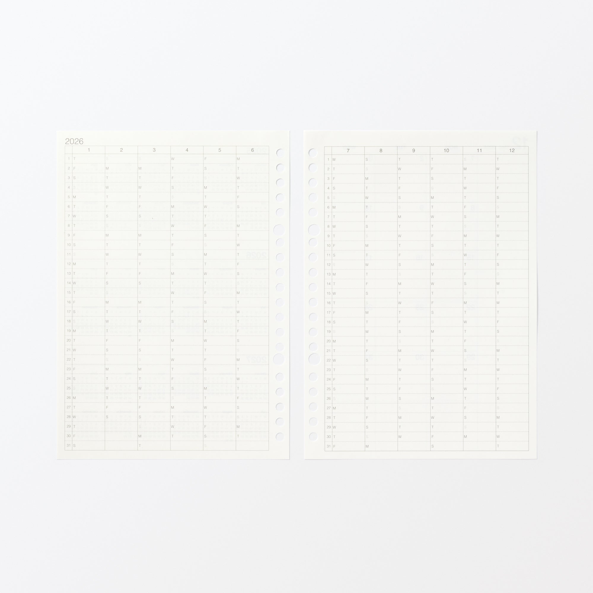 A5 Loose Leaf Paper Monthly Planner From Dec. 2025 - No Holidays