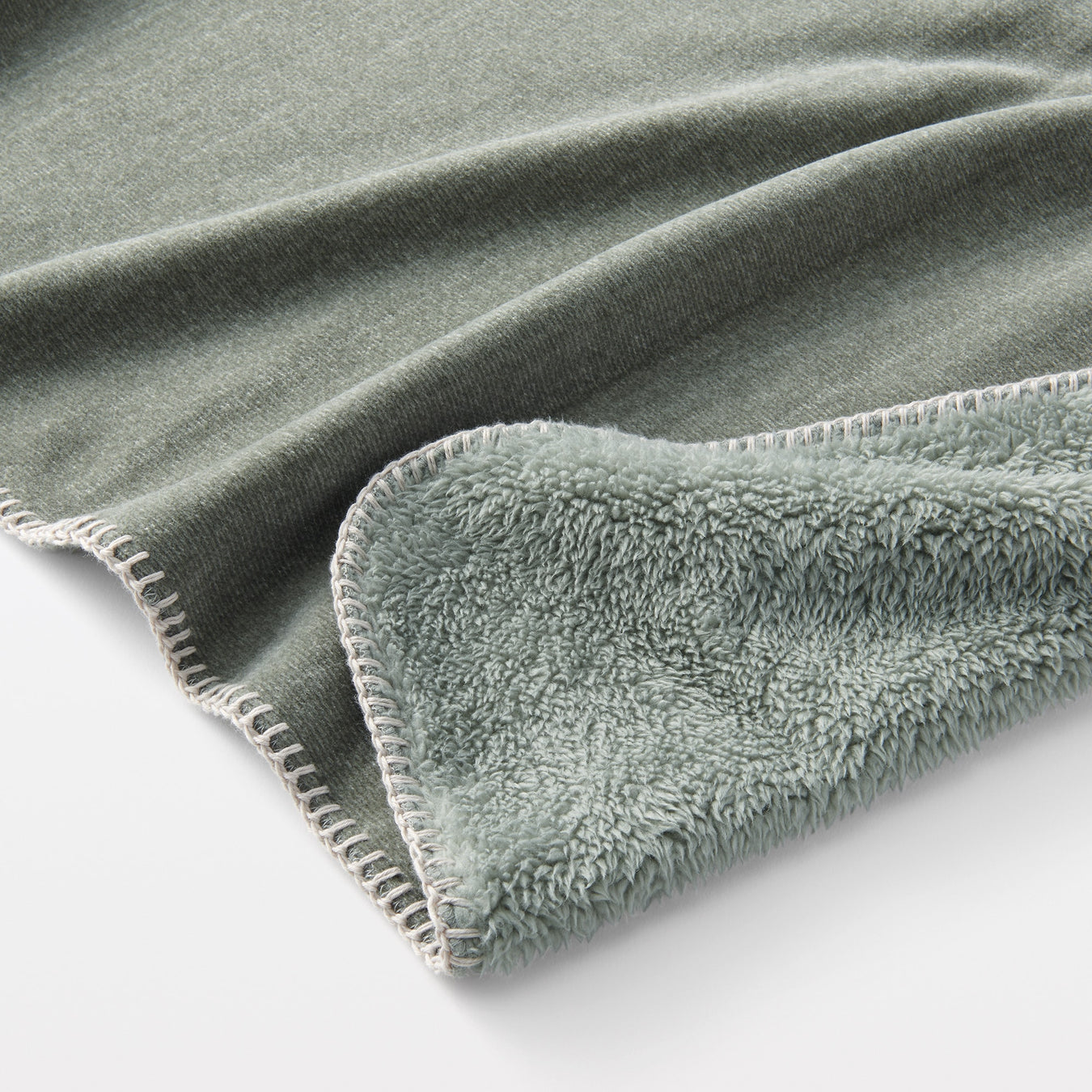 Reversible Chenille Blanket Green MUJI