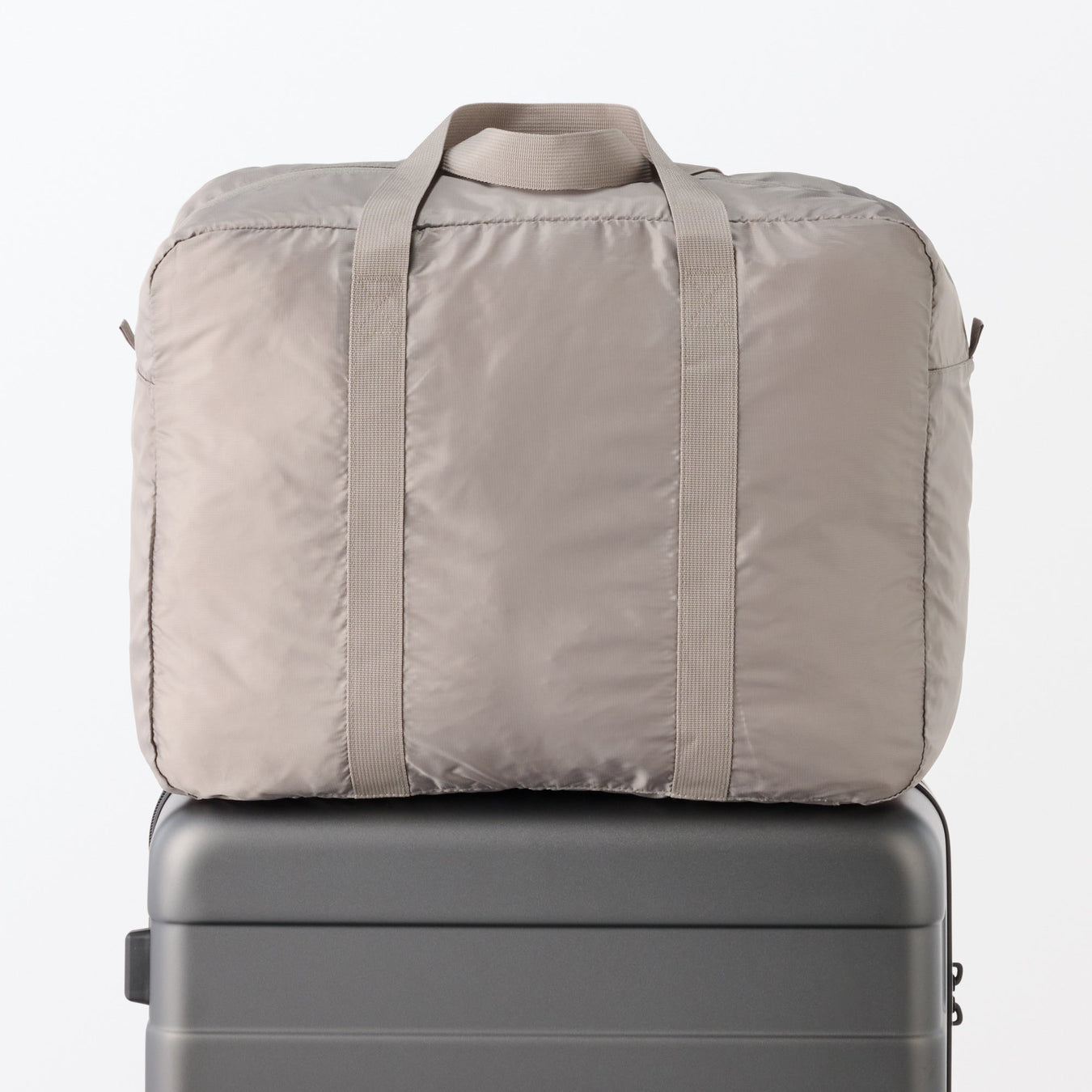 Pocketable Water Repellent Wide Boston Bag Dark Beige MUJI